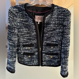 Juicy Couture Tweed Blue and White Cropped Blazer
